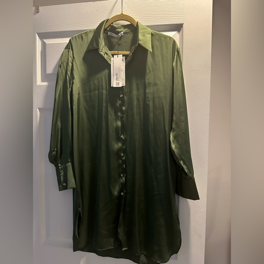 Zara satin shirt dress. Size M.